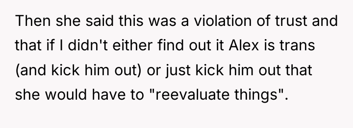 Then she said this was a violation of trust and...