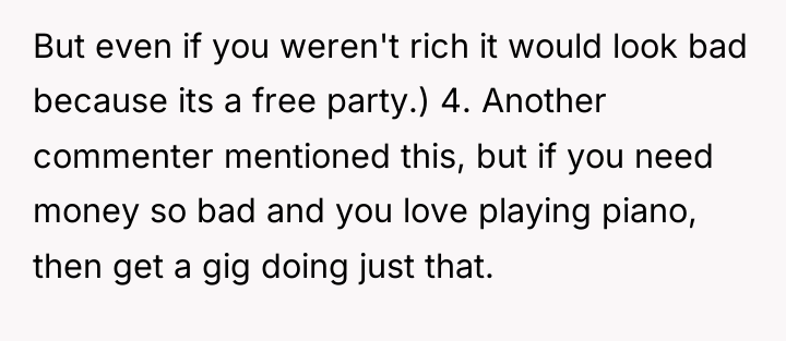 But even if you weren't rich it would look bad...