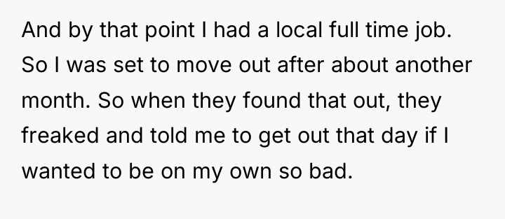 And by that point I had a local full time...