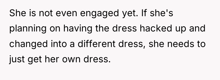 She is not even engaged yet. If she's planning on...