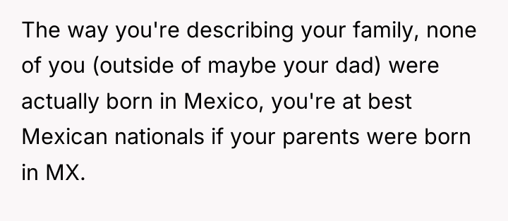 The way you're describing your family, none of you (outside...