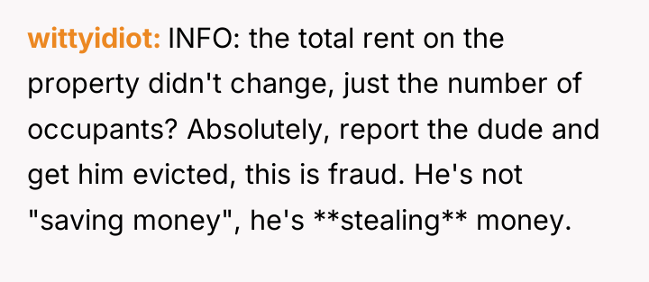 wittyidiot INFO: the total rent on the property didn't change,...