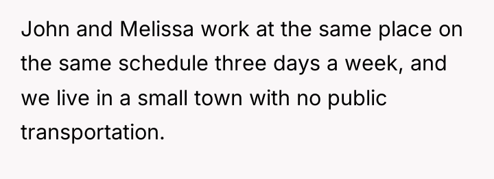 John and Melissa work at the same place on the...
