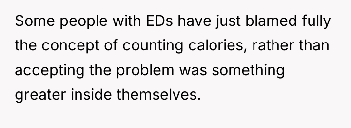 Some people with EDs have just blamed fully the concept...