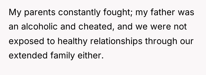 My parents constantly fought; my father was an alcoholic and...