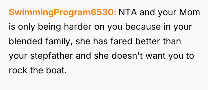 SwimmingProgram6530 NTA and your Mom is only being harder on...