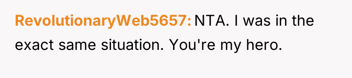 RevolutionaryWeb5657 NTA. I was in the exact same situation. You're...