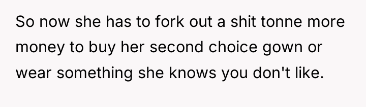 So now she has to fork out a shit tonne...