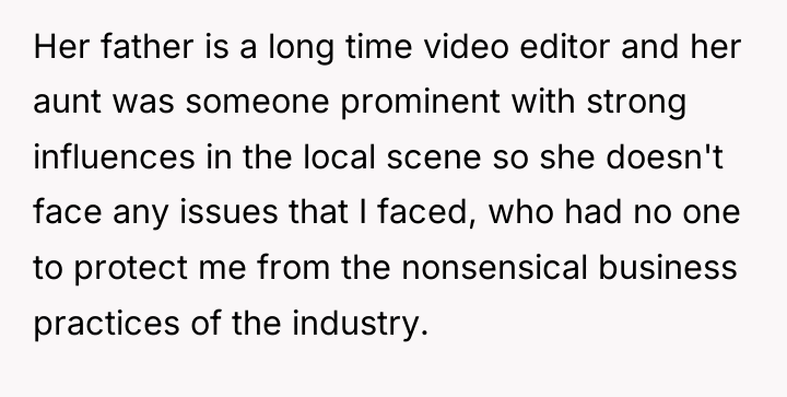 Her father is a long time video editor and her...