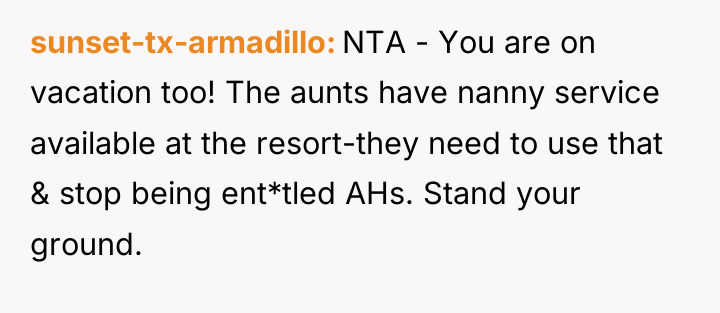 sunset-tx-armadillo NTA - You are on vacation too! The aunts...