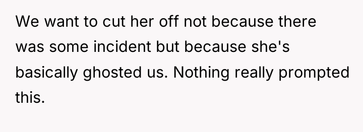 We want to cut her off not because there was...