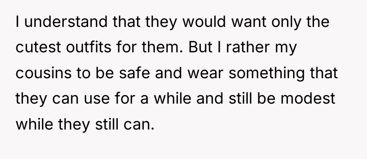 I understand that they would want only the cutest outfits...