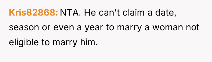 Kris82868 NTA. He can't claim a date, season or even...