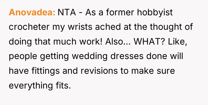 Anovadea NTA - As a former hobbyist crocheter my wrists...