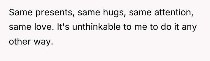 Same presents, same hugs, same attention, same love. It's unthinkable...