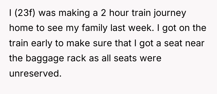 I (23f) was making a 2 hour train journey home...