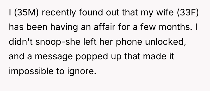 I (35M) recently found out that my wife (33F) has...
