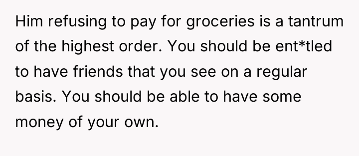 Him refusing to pay for groceries is a tantrum of...