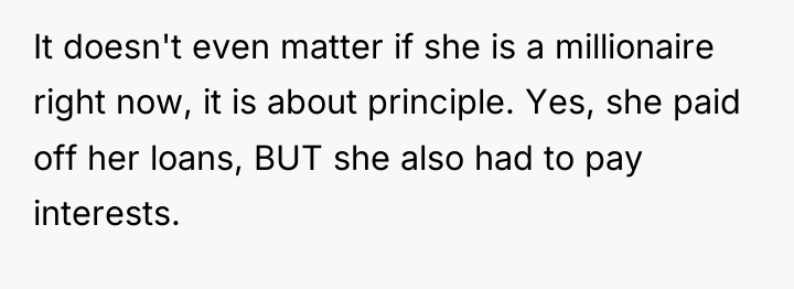 It doesn't even matter if she is a millionaire right...
