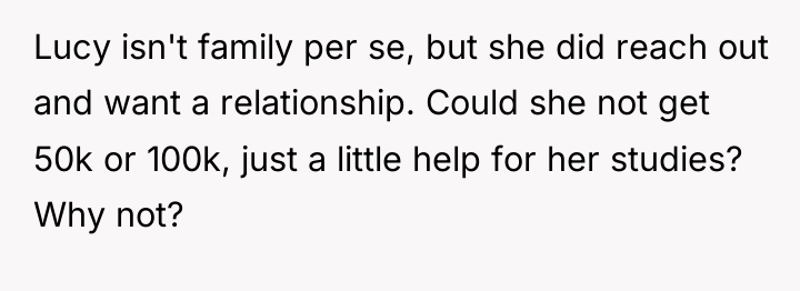 Lucy isn't family per se, but she did reach out...
