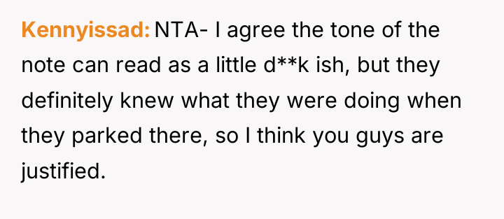 Kennyissad NTA- I agree the tone of the note can...