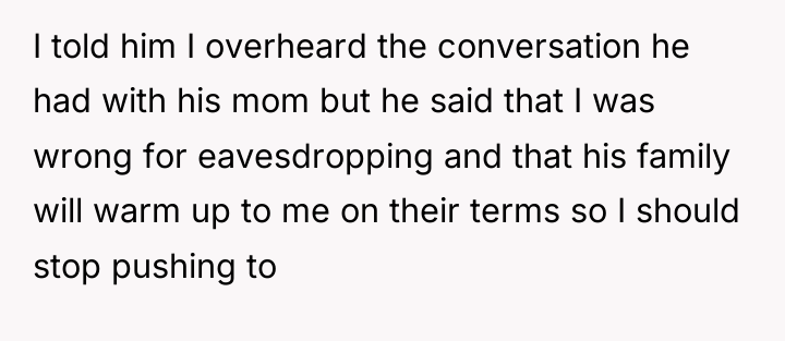 I told him I overheard the conversation he had with...