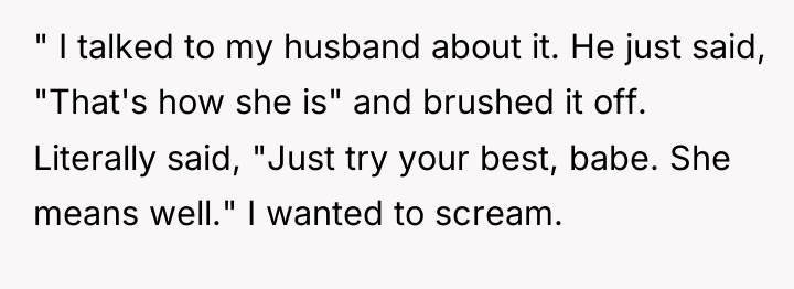" I talked to my husband about it. He just...