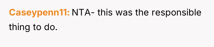 Caseypenn11 NTA- this was the responsible thing to do.