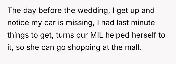 The day before the wedding, I get up and notice...