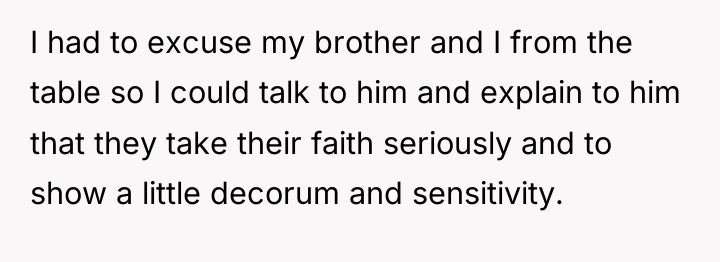 I had to excuse my brother and I from the...