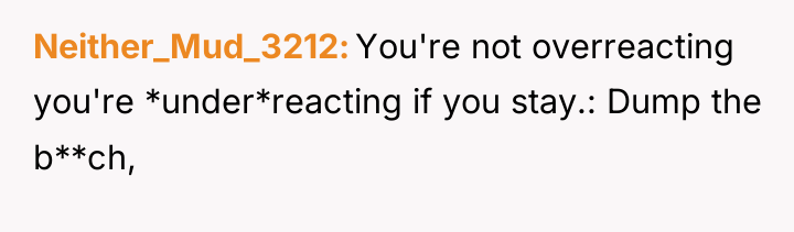 Neither_Mud_3212 You're not overreacting you're *under*reacting if you stay.: Dump...