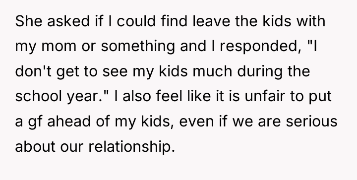 She asked if I could find leave the kids with...