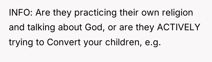 INFO: Are they practicing their own religion and talking about...