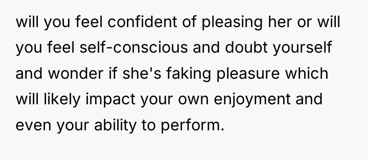 will you feel confident of pleasing her or will you...