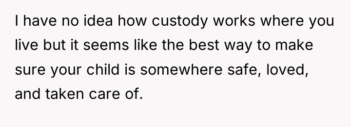 I have no idea how custody works where you live...