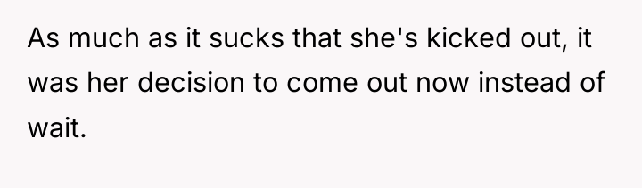 As much as it sucks that she's kicked out, it...