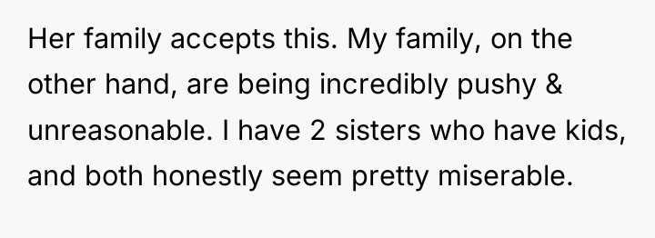 Her family accepts this. My family, on the other hand,...