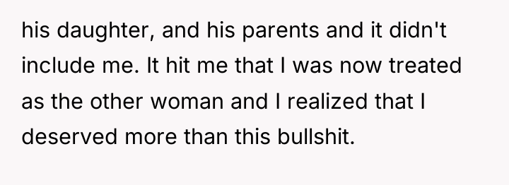 his daughter, and his parents and it didn't include me....