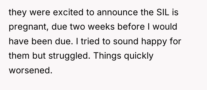 they were excited to announce the SIL is pregnant, due...