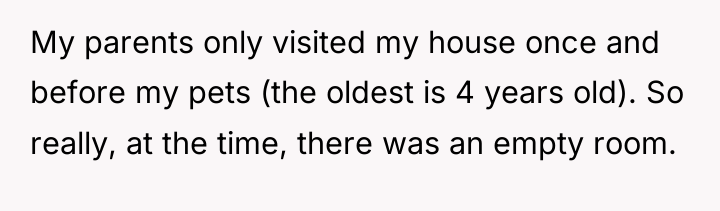 My parents only visited my house once and before my...