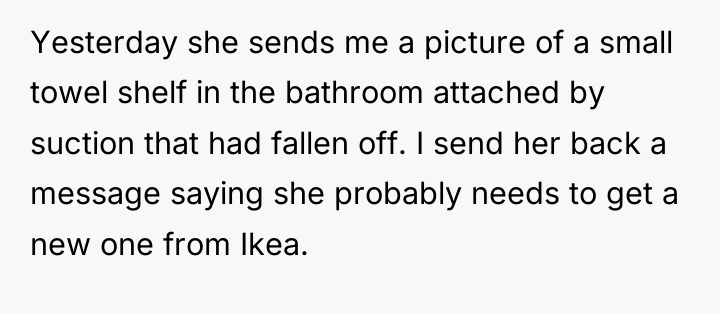 Yesterday she sends me a picture of a small towel...
