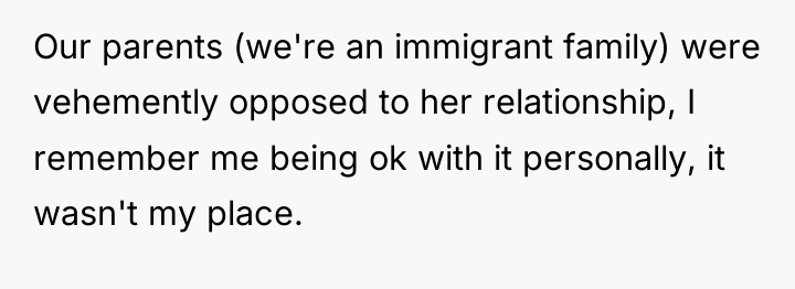 Our parents (we're an immigrant family) were vehemently opposed to...