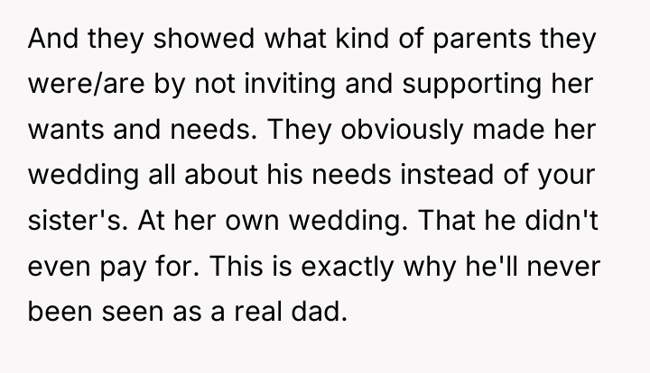And they showed what kind of parents they were/are by...