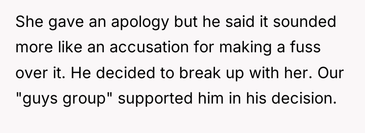 She gave an apology but he said it sounded more...