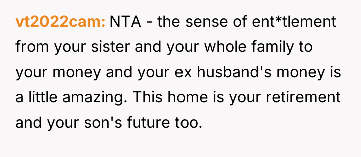 vt2022cam NTA - the sense of ent*tlement from your sister...