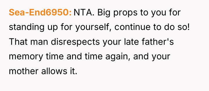 Sea-End6950 NTA. Big props to you for standing up for...