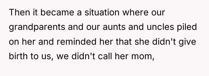 Then it became a situation where our grandparents and our...