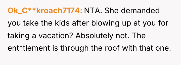 Ok_C**kroach7174 NTA. She demanded you take the kids after blowing...
