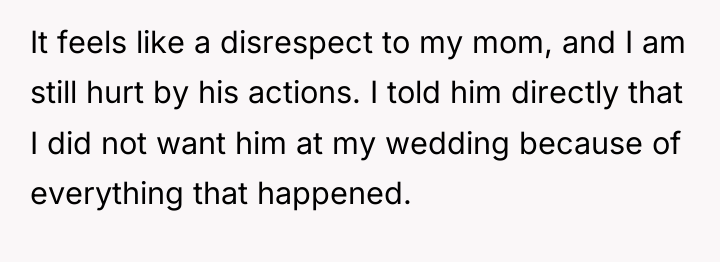 It feels like a disrespect to my mom, and I...