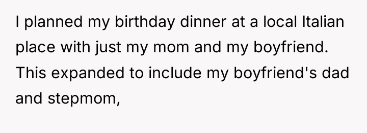I planned my birthday dinner at a local Italian place...